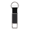 Snap On Double Sided Black Rectangle Metal Key Chain
